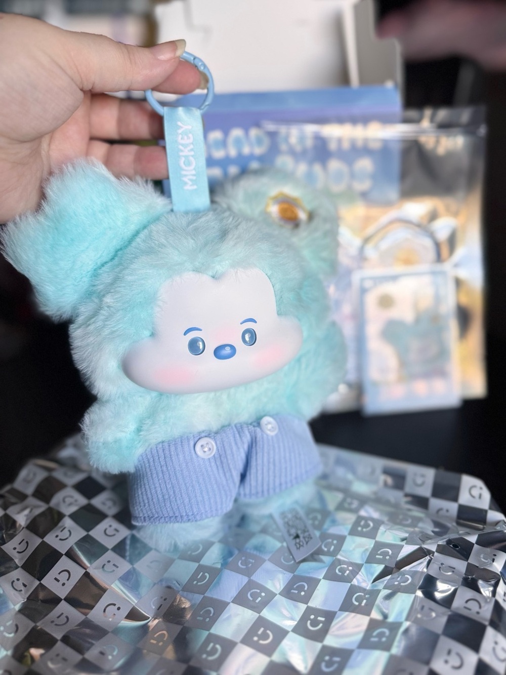 Miniso x Disney Mickey Sunny Sky Plush Keychain Light Blue